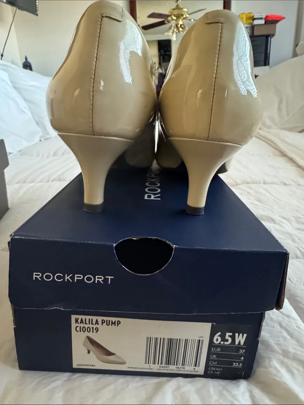 Rockport Women's Patent Pointed Toe Pump in Pale Yellow